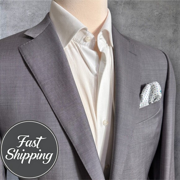 CANALI Made in Italy 40L US Gray Mens Blazer Sport Coat Jacket SUPER120*S Wool - Picture 1 of 16